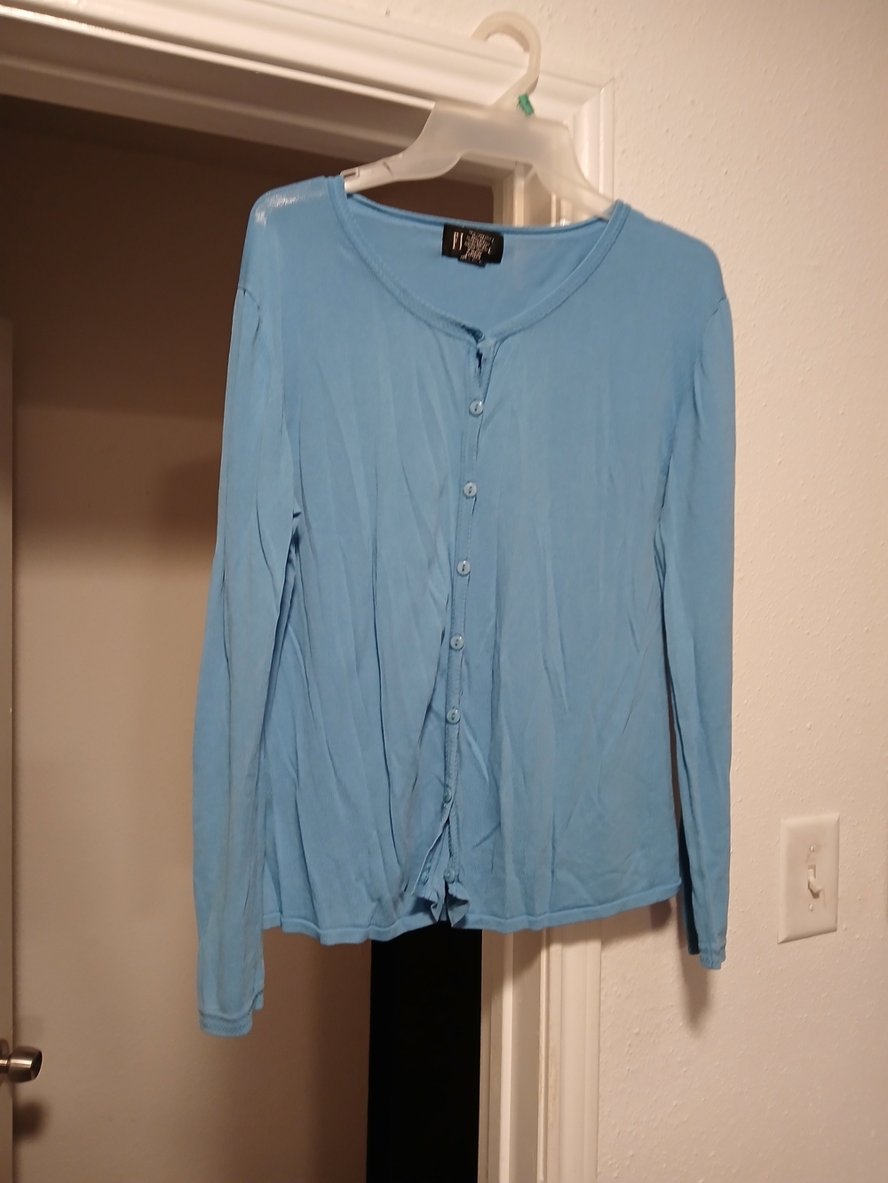 Finity Vintage Light Blue Long-Sleeve Button Front Women's Top